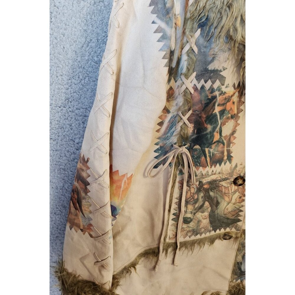 Trail of Painted Ponies Women's XL Long Jacket Faux Suede‎ Fur Lined Stitched - Picture 6 of 11
